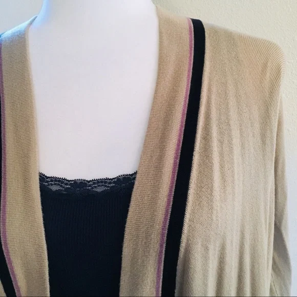 LOFT Tan Drape-Front Silk-blend Cardigan - Picture 3 of 8